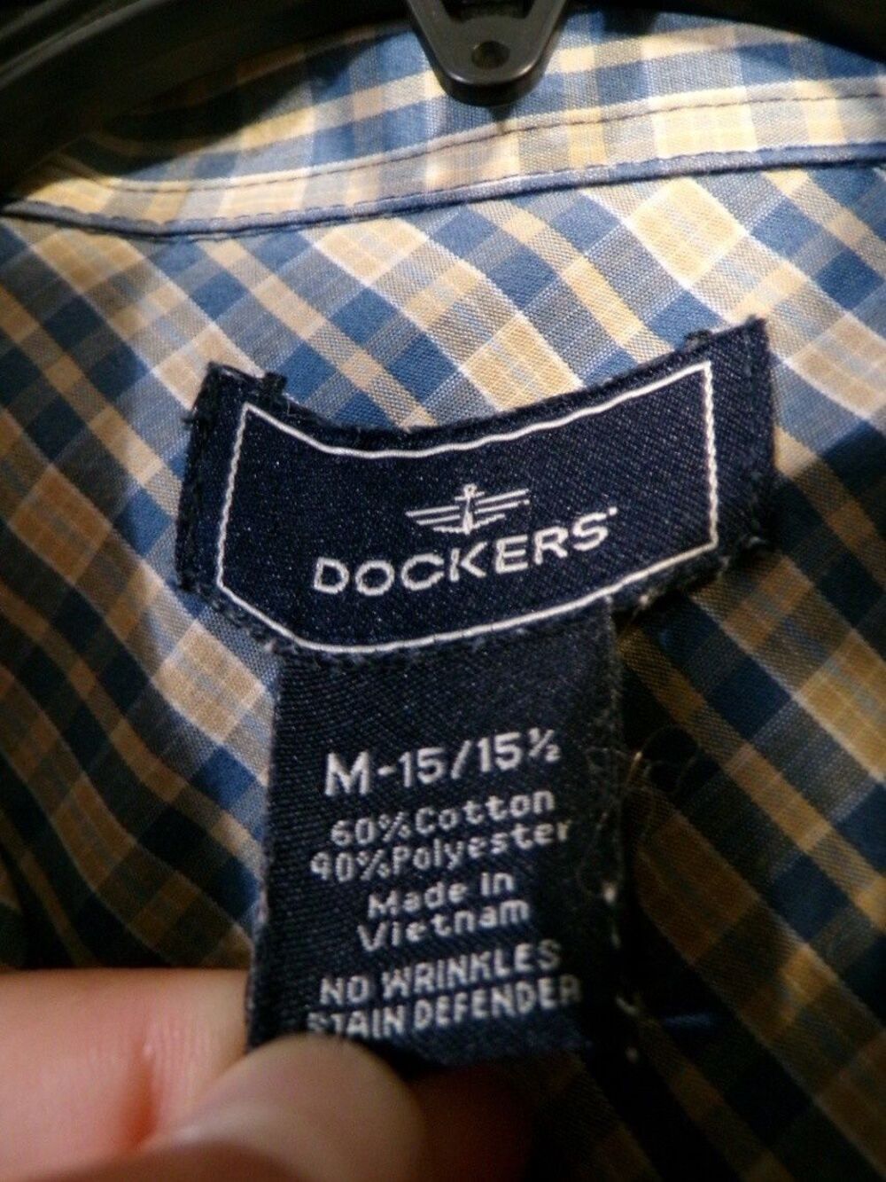 Dockers Men's T-Shirt M Plaid Short Sleeve Collared Cotton Blend - Picture 3 of 4